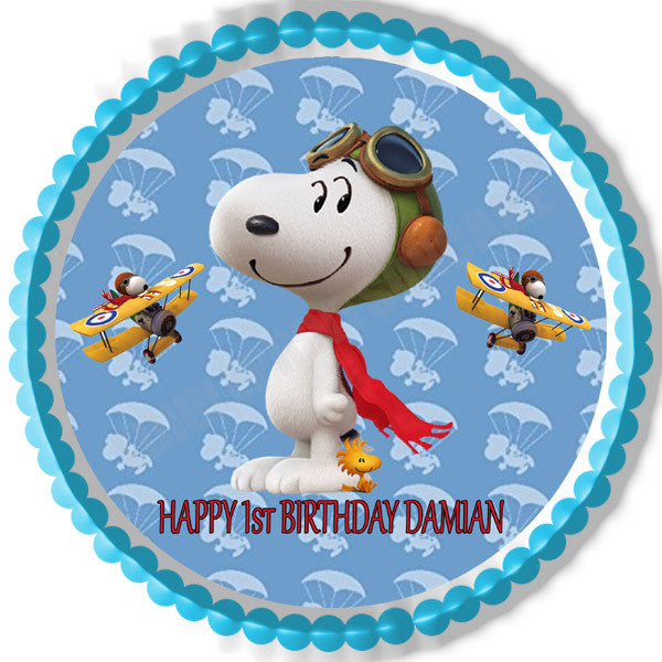 Snoopy Flying Ace - Edible Cake Topper OR Cupcake Topper, Decor