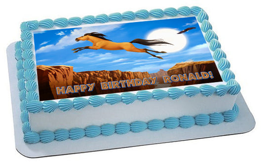 Spirit Stallion Of The Cimarron 3 Edible Birthday Cake Topper OR Cupcake Topper, Decor - Edible Prints On Cake (Edible Cake &Cupcake Topper)