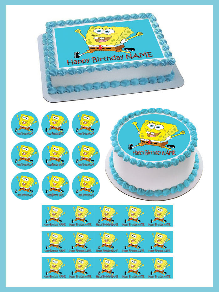 SPONGBOB -Edible Cake Topper OR Cupcake Topper, Decor