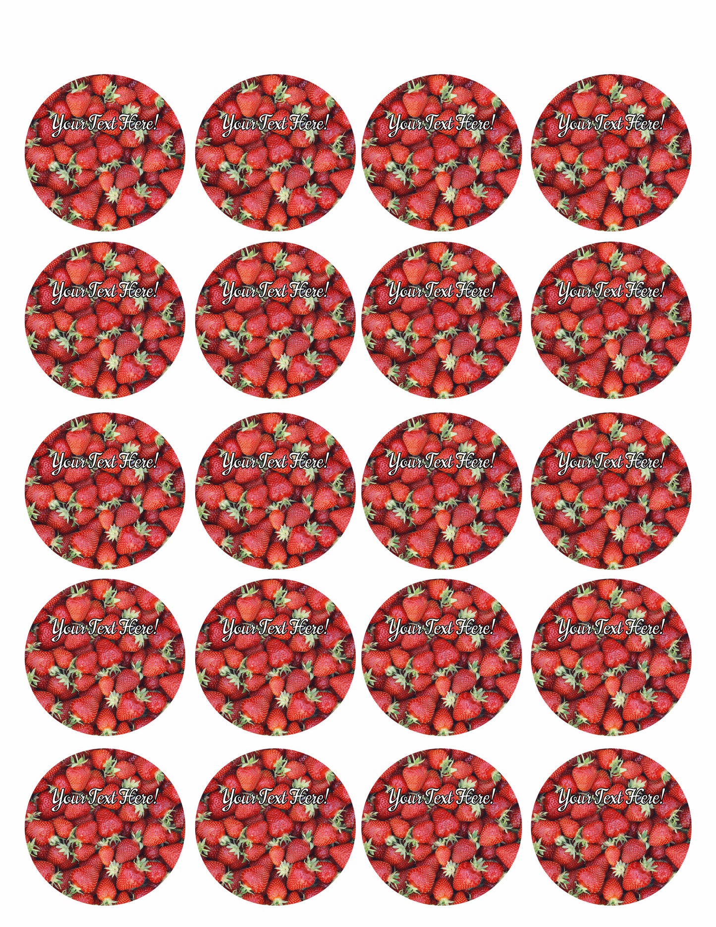 Strawberry - Edible Cake Topper, Cupcake Toppers, Strips