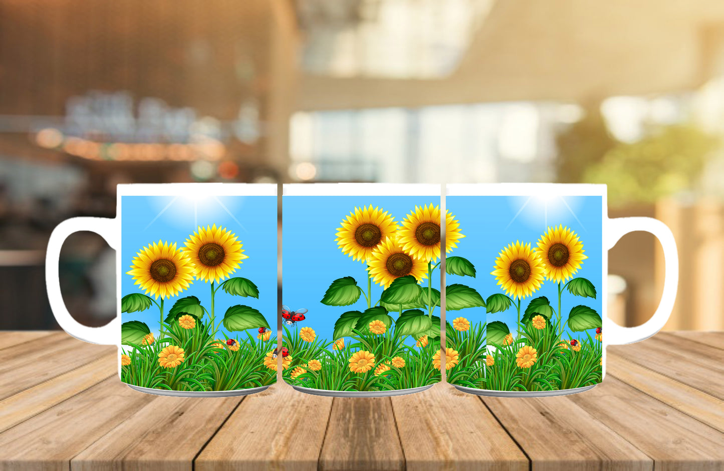 Sunflower Field Mug, Birthday Gift, Custom Mug Gift for Mom, Anniversary Gift for Her/Him, Valentine's day gifts