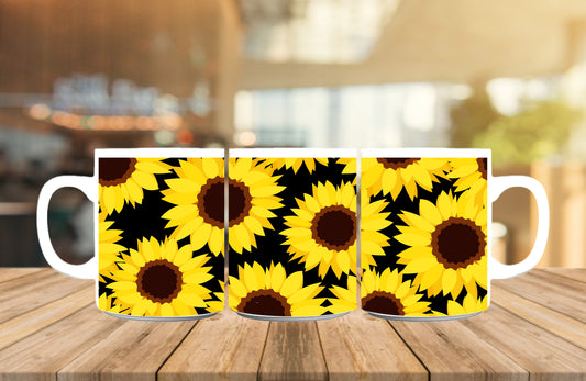 Sunflowers Black Bacground Mug, Birthday Gift, Custom Mug Gift for Mom, Anniversary Gift for Her/Him, Valentine's day gifts