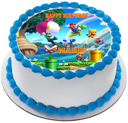 Super Mario Luigi 1 Edible Birthday Cake Topper OR Cupcake Topper, Decor - Edible Prints On Cake (Edible Cake &Cupcake Topper)