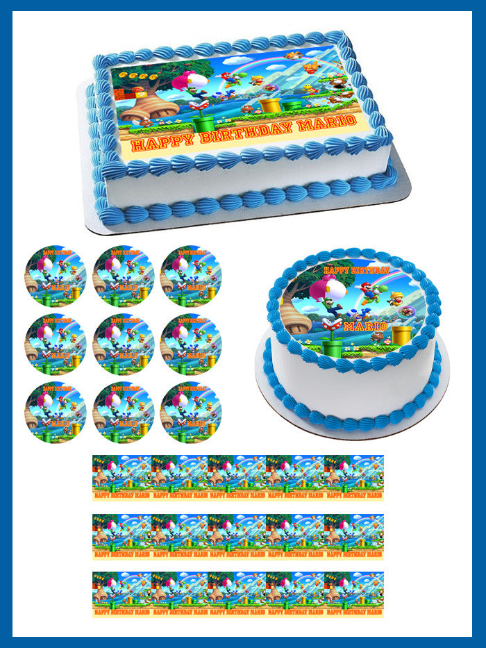 Super Mario Luigi (Nr1) - Edible Cake Topper OR Cupcake Topper, Decor