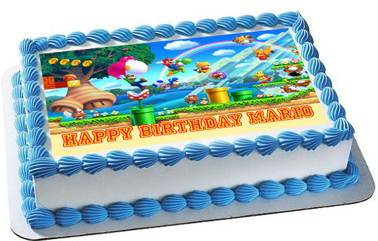 Super Mario Luigi 1 Edible Birthday Cake Topper OR Cupcake Topper, Decor - Edible Prints On Cake (Edible Cake &Cupcake Topper)