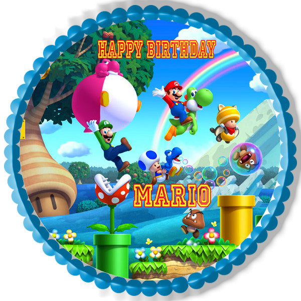 Super Mario Luigi 1 Edible Birthday Cake Topper OR Cupcake Topper, Decor - Edible Prints On Cake (Edible Cake &Cupcake Topper)