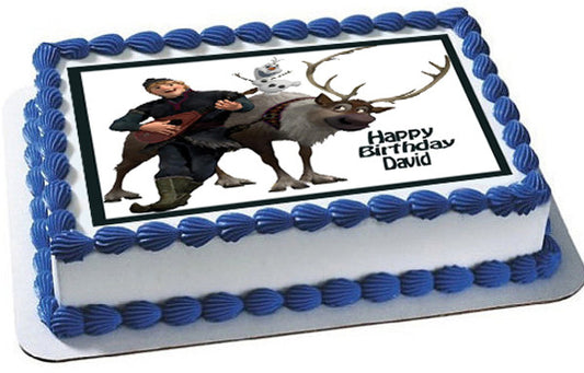 SVEN-KRISTOFF & OLAF Edible Birthday Cake Topper OR Cupcake Topper, Decor - Edible Prints On Cake (Edible Cake &Cupcake Topper)