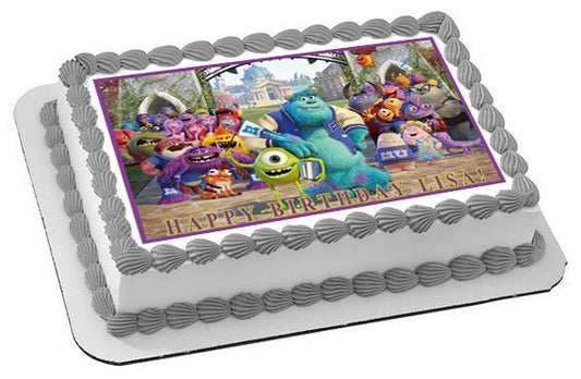 Monsters Inc University Edible Birthday Cake Topper OR Cupcake Topper, Decor - Edible Prints On Cake (Edible Cake &Cupcake Topper)