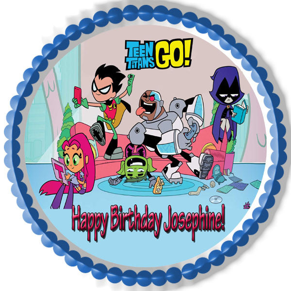 Teen Titans Go (Nr3) - Edible Cake Topper OR Cupcake Topper, Decor