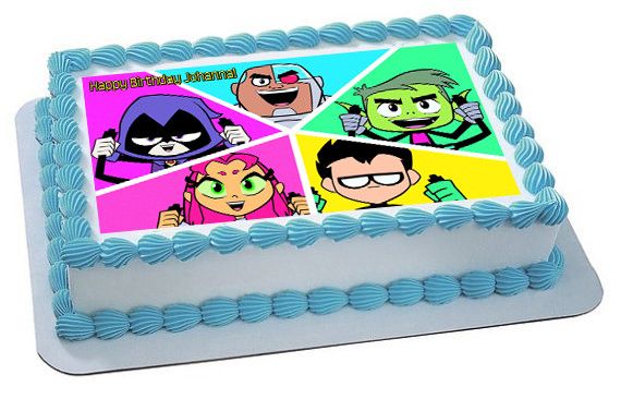 Teen Titans Go 4 Edible Birthday Cake Topper OR Cupcake Topper, Decor - Edible Prints On Cake (Edible Cake &Cupcake Topper)