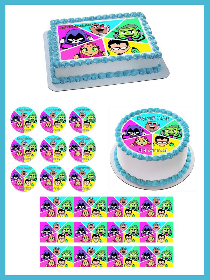 Teen Titans Go (Nr4) - Edible Cake Topper OR Cupcake Topper, Decor