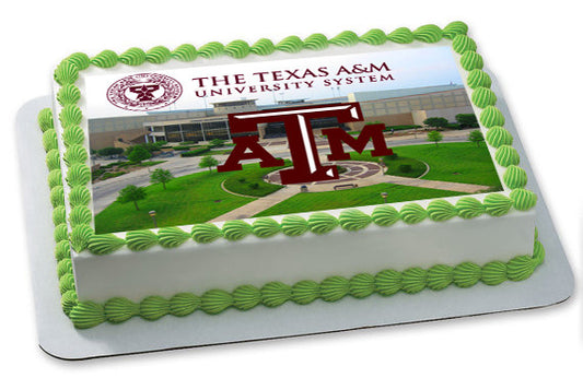 Texas A&M University 2 Edible Birthday Cake Topper OR Cupcake Topper, Decor - Edible Prints On Cake (Edible Cake &Cupcake Topper)