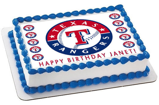 Texas Rangers Edible Birthday Cake Topper OR Cupcake Topper, Decor - Edible Prints On Cake (Edible Cake &Cupcake Topper)