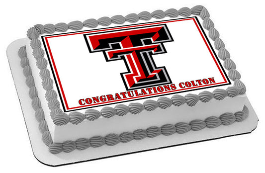 Texas Tech University (Nr2) - Edible Cake Topper OR Cupcake Topper, Decor