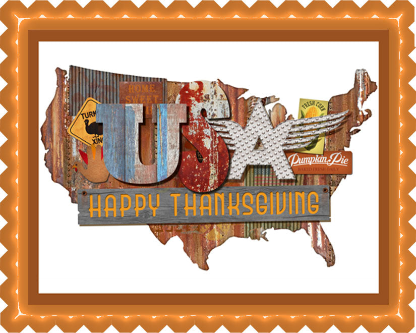 Thanksgiving American Folk - Edible Cake Topper, Cupcake Toppers, Strips