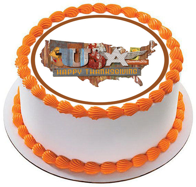 Thanksgiving American Folk - Edible Cake Topper, Cupcake Toppers, Strips