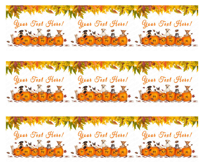 Thanksgiving Dogs and Cats With Falling Leaves - Edible Cake Topper OR Cupcake Topper, Decor