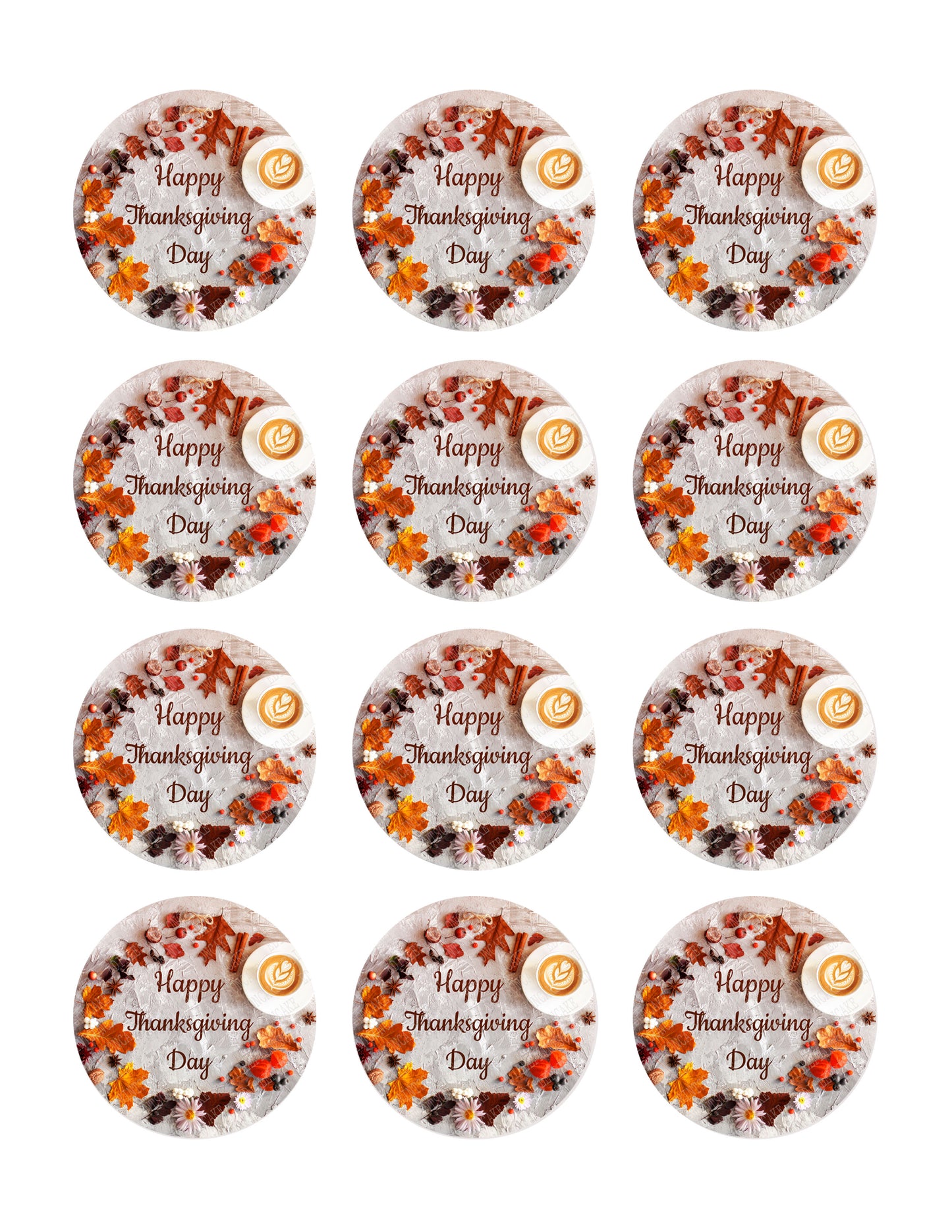 Thanksgiving VI - Edible Cake Topper, Cupcake Toppers, Strips