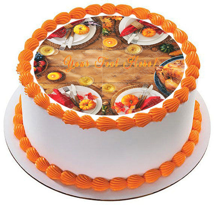 Thanksgiving V - Edible Cake Topper OR Cupcake Topper, Decor