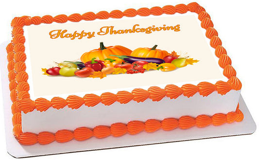 Thanksgiving (Nr2) - Edible Cake Topper OR Cupcake Topper, Decor