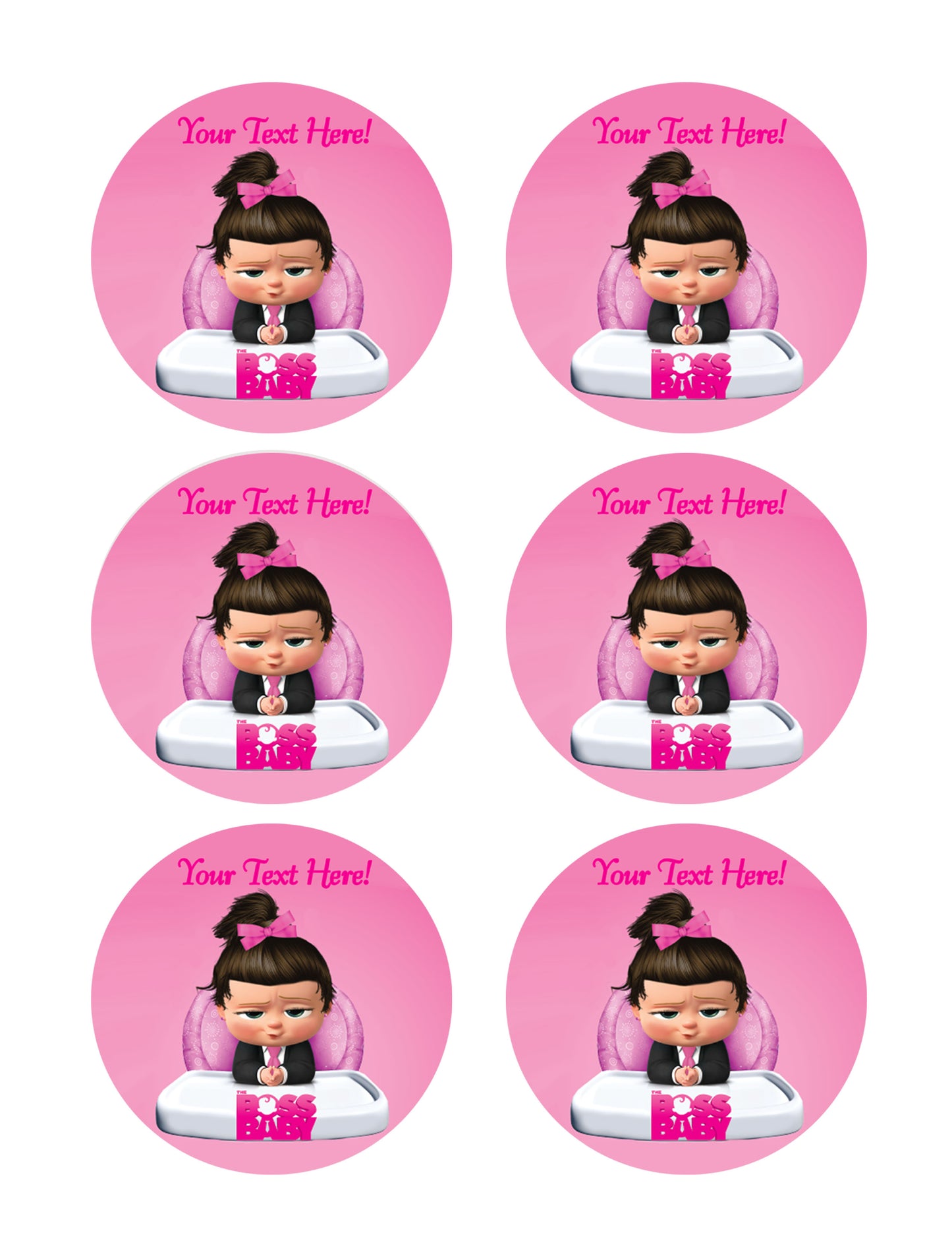 The Boss Baby Girl - Edible Cake Topper, Cupcake Toppers, Strips