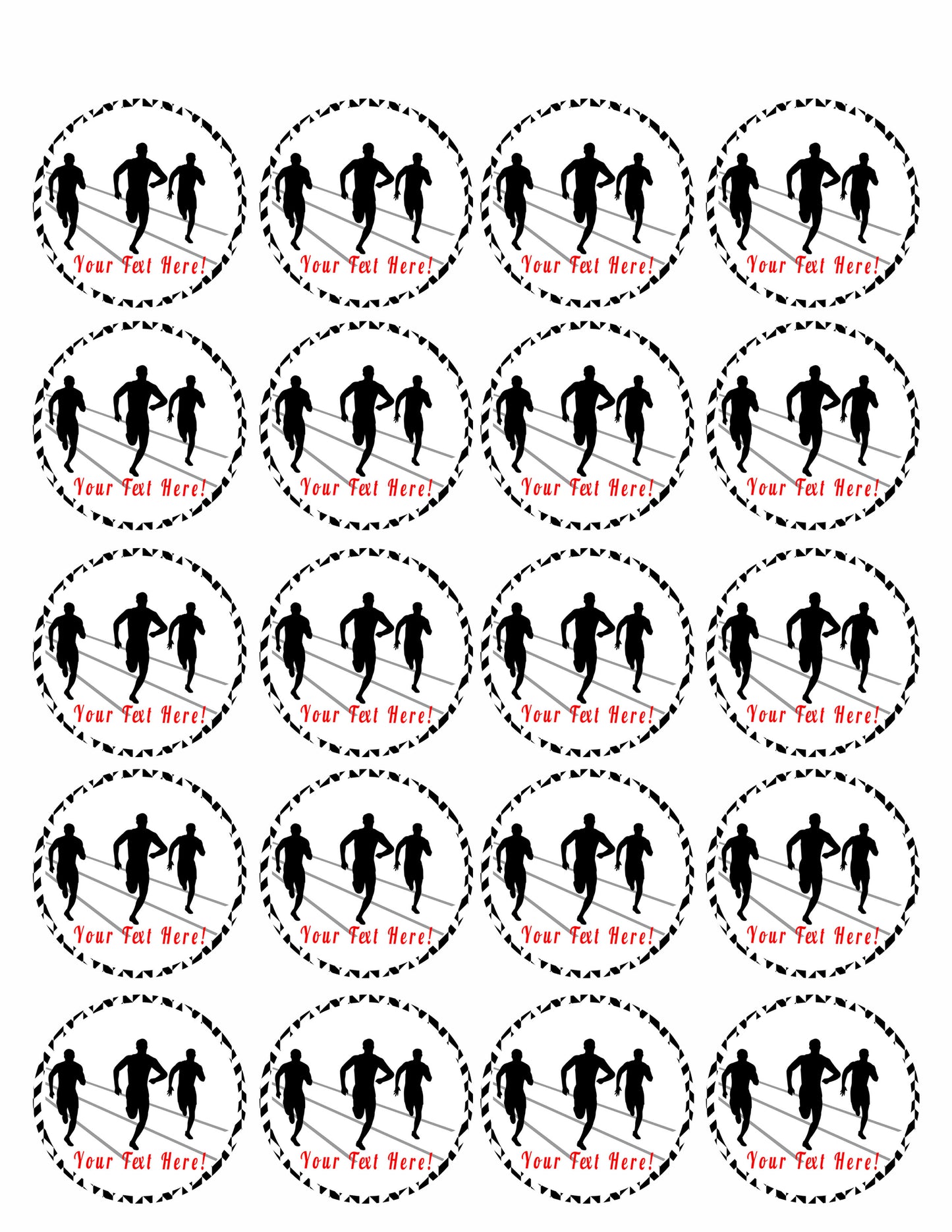 Track and Field Athletes - Edible Cake Topper, Cupcake Toppers, Strips