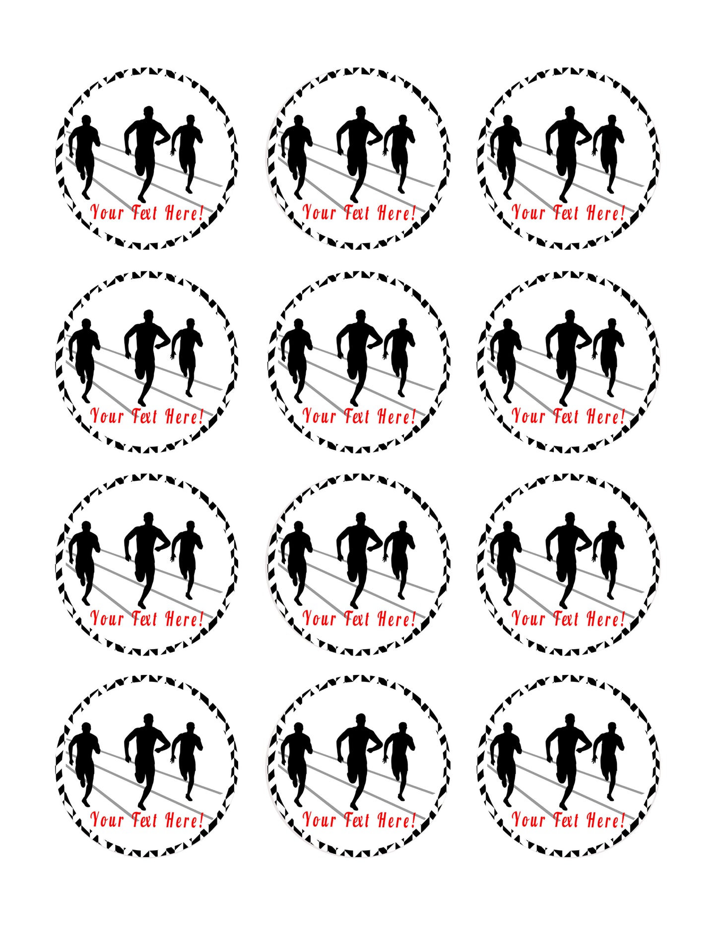 Track and Field Athletes - Edible Cake Topper, Cupcake Toppers, Strips