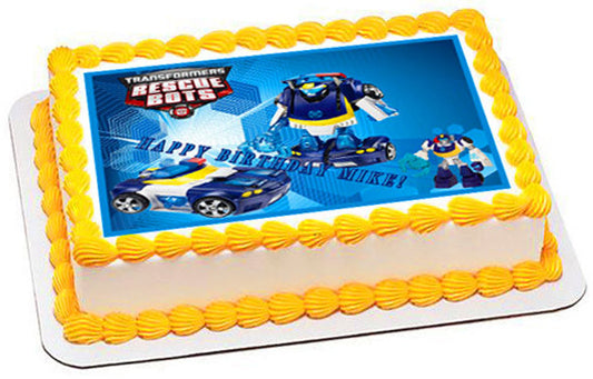 Transformers Rescue Bots 5 Edible Birthday Cake Topper OR Cupcake Topper, Decor - Edible Prints On Cake (Edible Cake &Cupcake Topper)