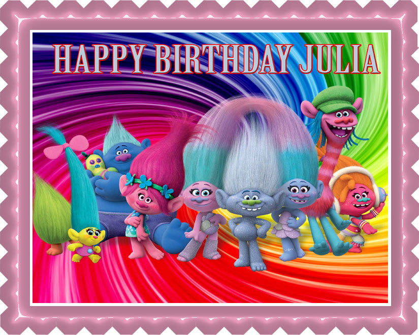 Trolls - Edible Cake Topper OR Cupcake Topper, Decor