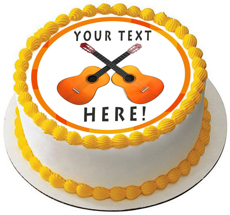 Two Guitars Crossed - Edible Cake Topper, Cupcake Toppers, Strips