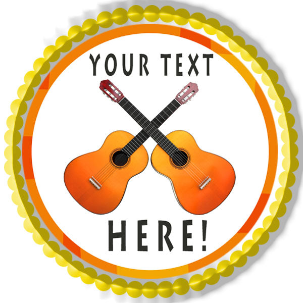 Two Guitars Crossed - Edible Cake Topper, Cupcake Toppers, Strips