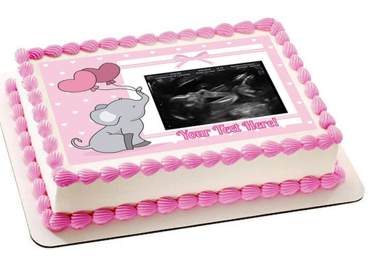 Ultrasound Pink - Edible Cake Toppers, With Custom Sonogram Pictures - Edible Cake Topper, Cupcake Toppers, Strips