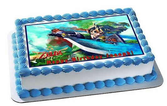 The legend of Zelda 1 Edible Birthday Cake Topper OR Cupcake Topper, Decor - Edible Prints On Cake (Edible Cake &Cupcake Topper)