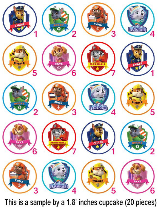 Paw Patrol Family Edible Cupcake Topper (no personalization text is possible here) - Edible Prints On Cake (Edible Cake &Cupcake Topper)