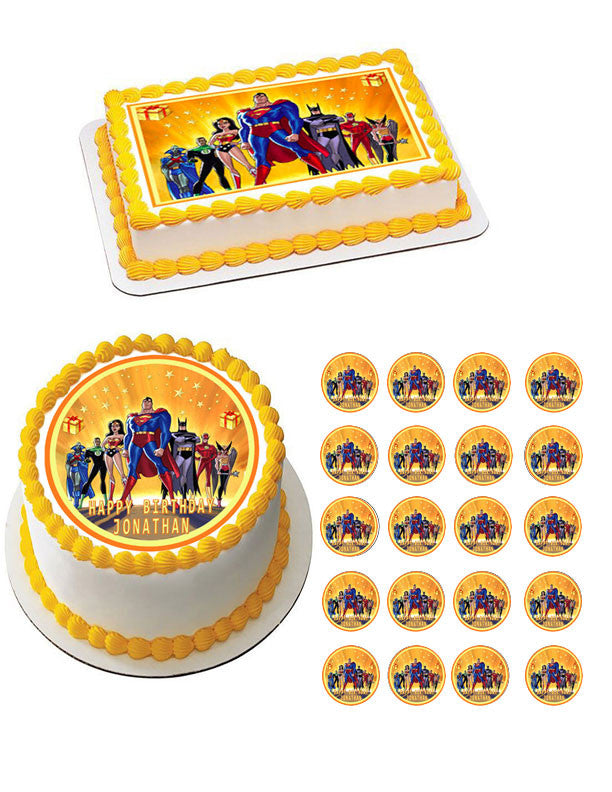 Superheroes Edible Birthday Cake Topper OR Cupcake Topper, Decor - Edible Prints On Cake (Edible Cake &Cupcake Topper)