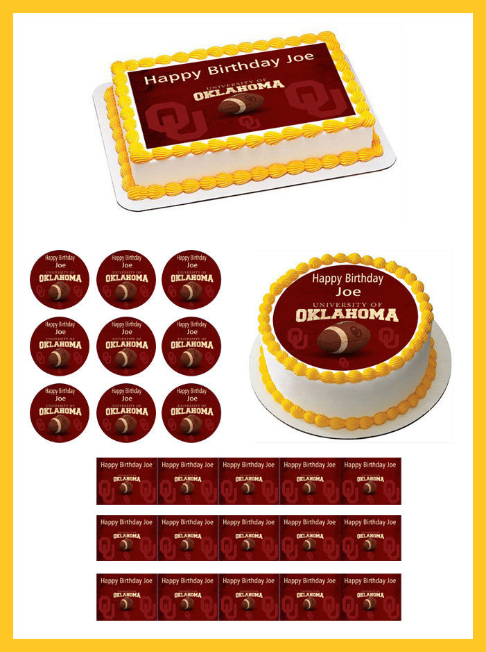 Oklahoma Sooners University Edible Birthday Cake Topper OR Cupcake Topper, Decor - Edible Prints On Cake (Edible Cake &Cupcake Topper)