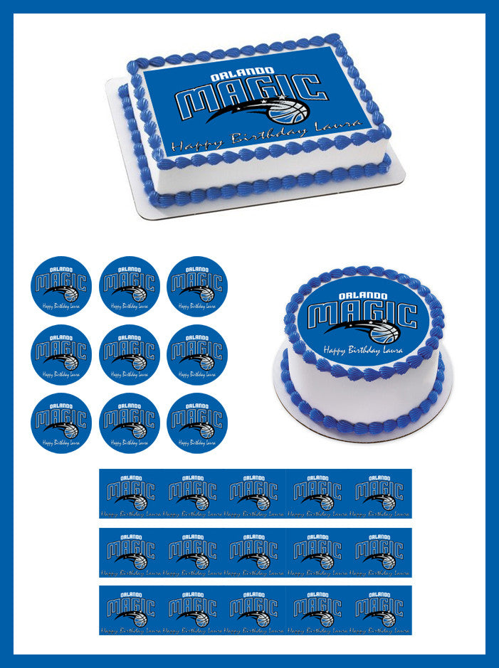Orlando Magic - Edible Birthday Cake Topper OR Cupcake Topper, Decor