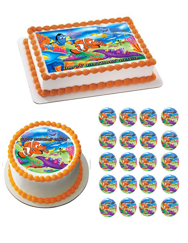 NEMO 1 Edible Birthday Cake Topper OR Cupcake Topper, Decor - Edible Prints On Cake (Edible Cake &Cupcake Topper)