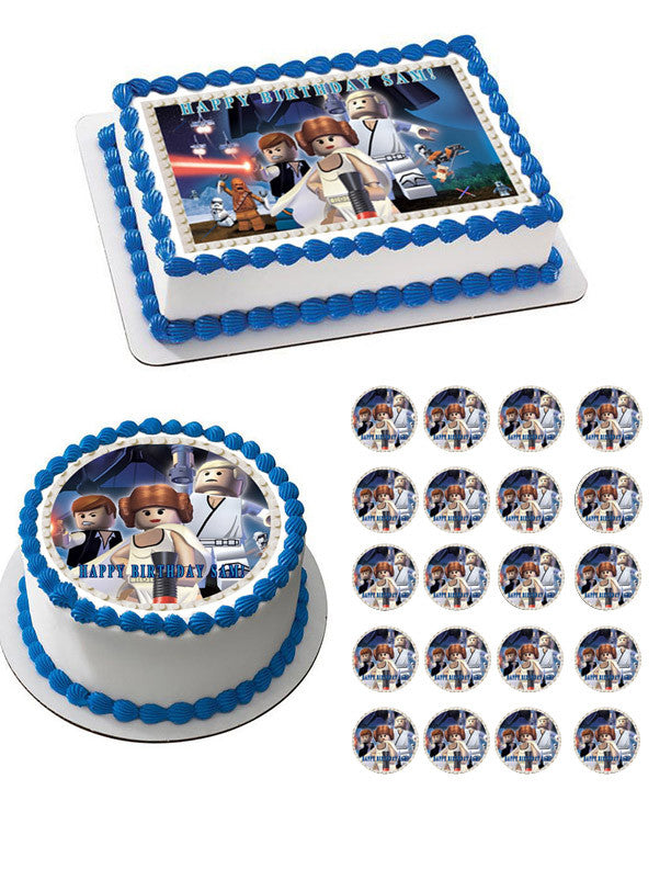 Lego Star Wars 7 Edible Birthday Cake Topper OR Cupcake Topper, Decor - Edible Prints On Cake (Edible Cake &Cupcake Topper)