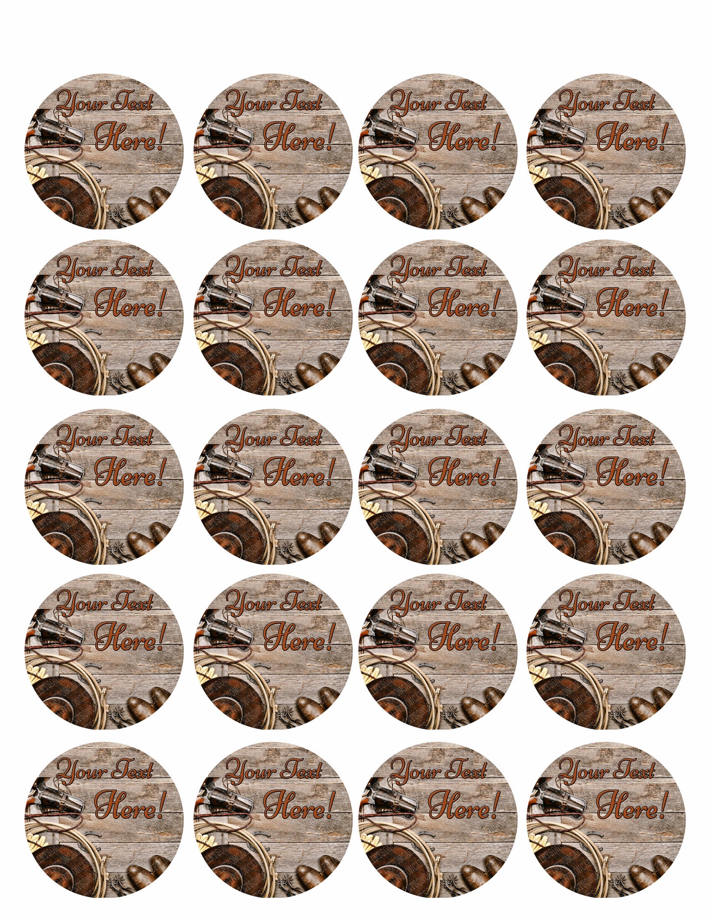 Western Cowboy Ranching Gear - Edible Cake Topper, Cupcake Toppers, Strips