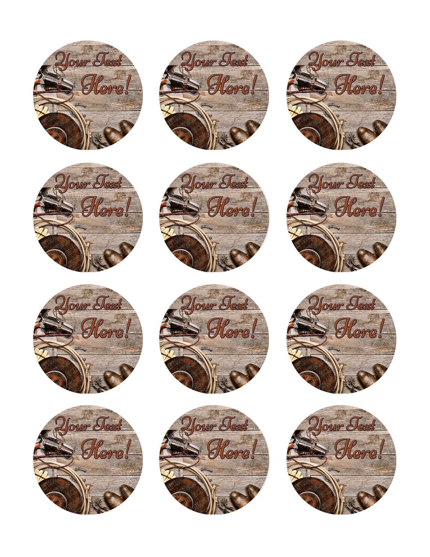 Western Cowboy Ranching Gear - Edible Cake Topper, Cupcake Toppers, Strips