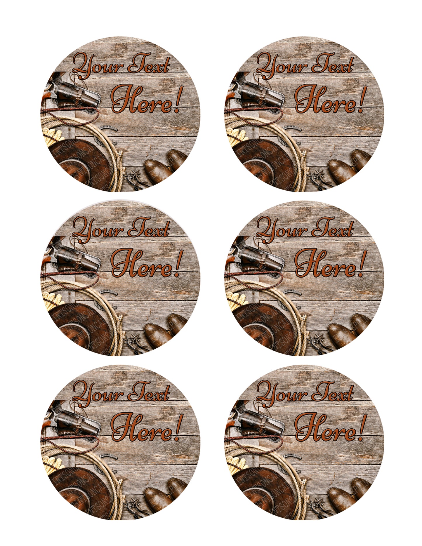 Western Cowboy Ranching Gear - Edible Cake Topper, Cupcake Toppers, Strips