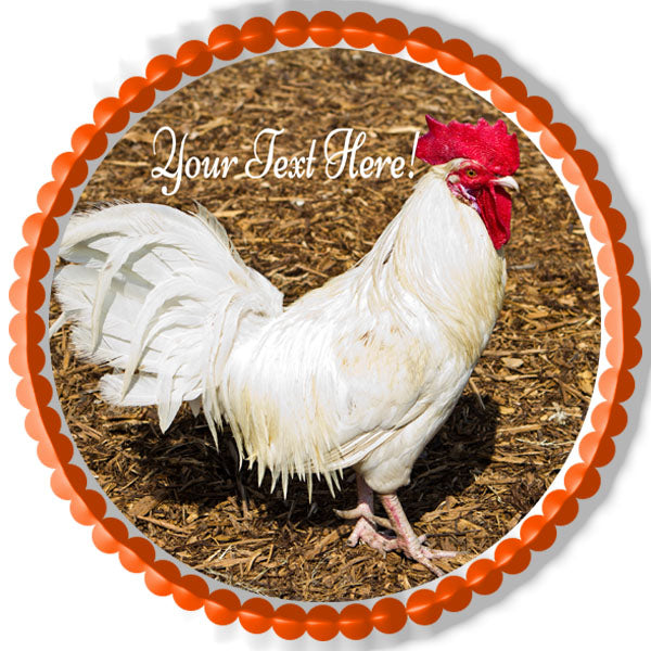 White Rooster - Edible Cake Topper, Cupcake Toppers, Strips