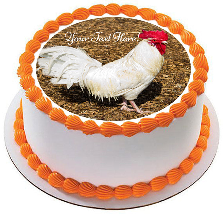 White Rooster - Edible Cake Topper, Cupcake Toppers, Strips