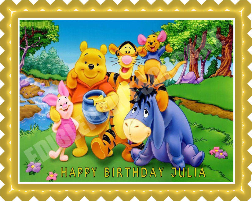 Winnie Pooh - Edible Cake Topper OR Cupcake Topper, Decor