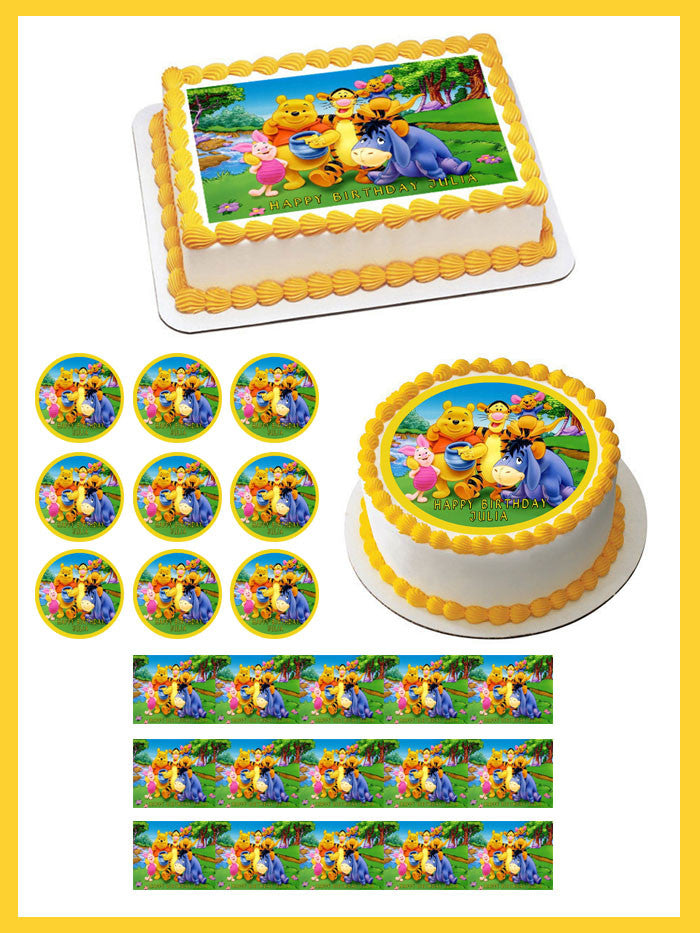 Winnie Pooh - Edible Cake Topper OR Cupcake Topper, Decor