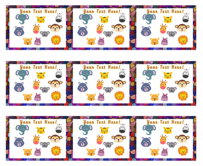 Zoo Animals faces - Edible Cake Topper, Cupcake Toppers, Strips
