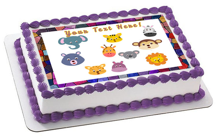Zoo Animals faces - Edible Cake Topper, Cupcake Toppers, Strips