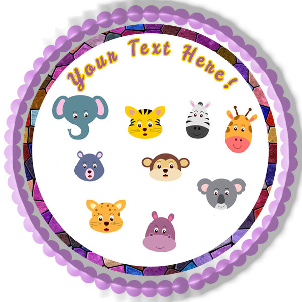 Zoo Animals faces - Edible Cake Topper, Cupcake Toppers, Strips
