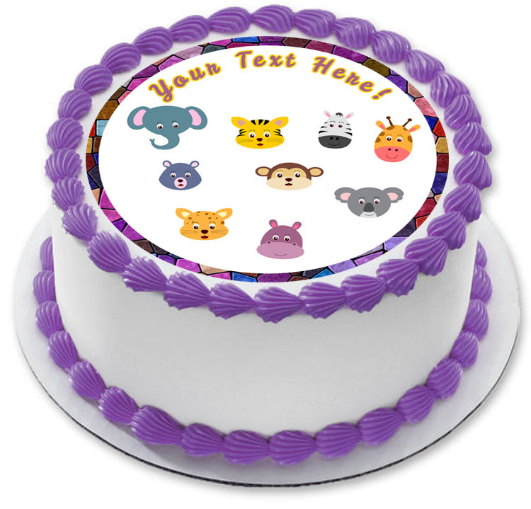 Zoo Animals faces - Edible Cake Topper, Cupcake Toppers, Strips